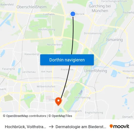 Hochbrück, Voithstraße to Dermatologie am Biederstein map