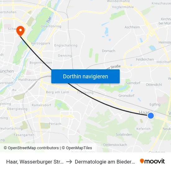 Haar, Wasserburger Straße to Dermatologie am Biederstein map