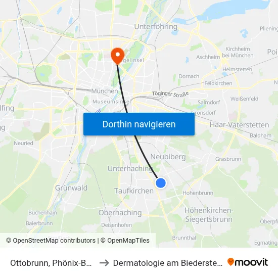 Ottobrunn, Phönix-Bad to Dermatologie am Biederstein map