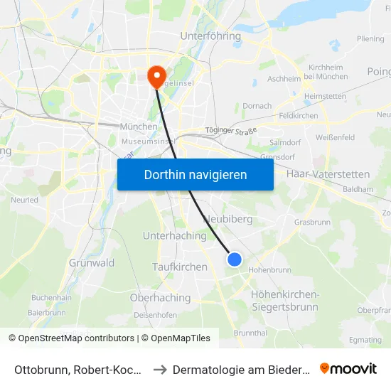 Ottobrunn, Robert-Koch-Str. to Dermatologie am Biederstein map