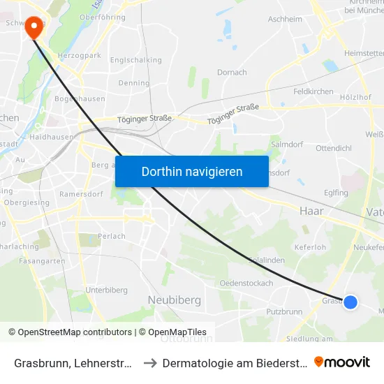 Grasbrunn, Lehnerstraße to Dermatologie am Biederstein map