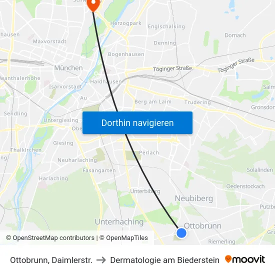 Ottobrunn, Daimlerstr. to Dermatologie am Biederstein map