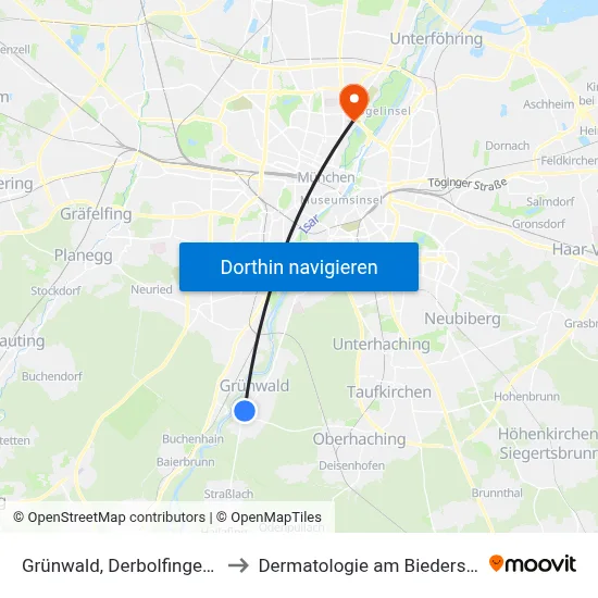 Grünwald, Derbolfinger Pl. to Dermatologie am Biederstein map