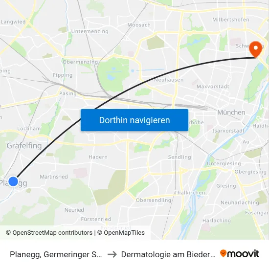 Planegg, Germeringer Straße to Dermatologie am Biederstein map