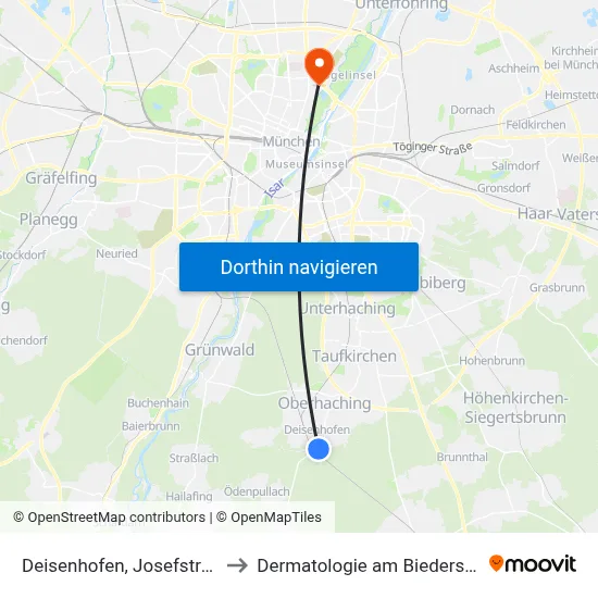 Deisenhofen, Josefstraße to Dermatologie am Biederstein map