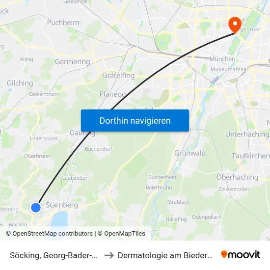Söcking, Georg-Bader-Weg to Dermatologie am Biederstein map