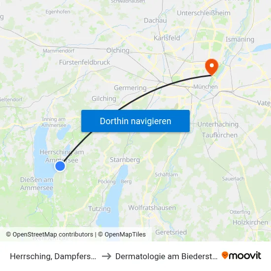 Herrsching, Dampfersteg to Dermatologie am Biederstein map