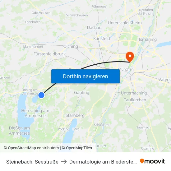 Steinebach, Seestraße to Dermatologie am Biederstein map