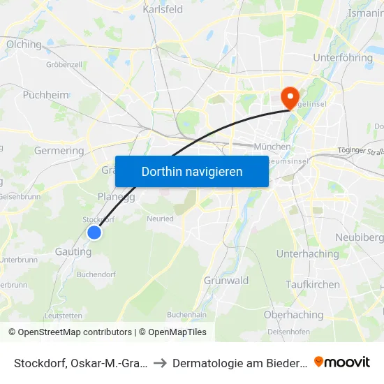 Stockdorf, Oskar-M.-Graf-Str. to Dermatologie am Biederstein map