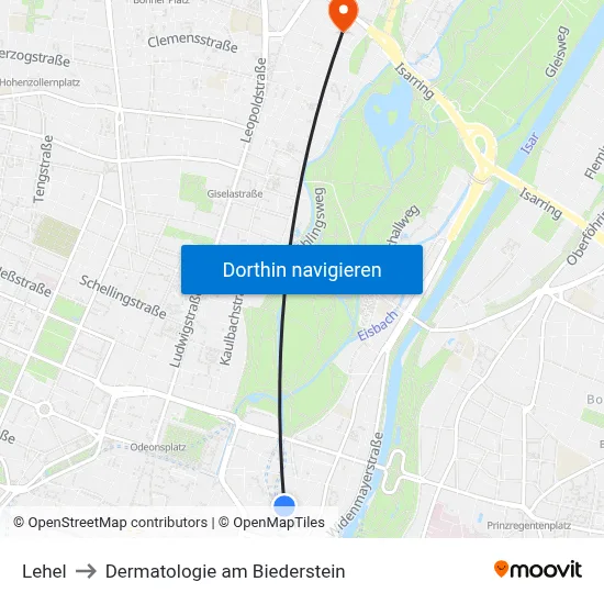 Lehel to Dermatologie am Biederstein map