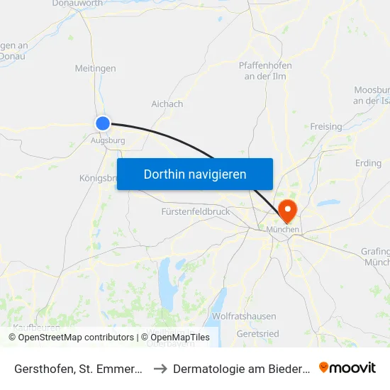 Gersthofen, St. Emmeram A to Dermatologie am Biederstein map