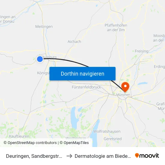 Deuringen, Sandbergstraße A to Dermatologie am Biederstein map