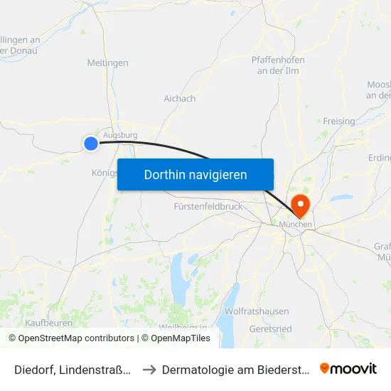 Diedorf, Lindenstraße B to Dermatologie am Biederstein map