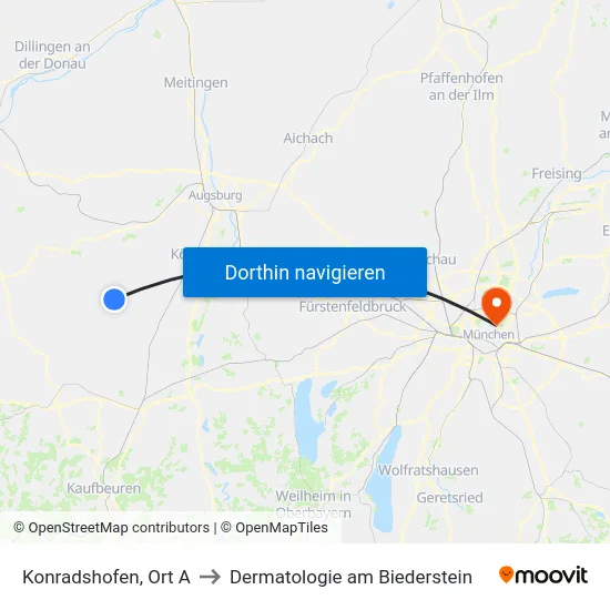 Konradshofen, Ort A to Dermatologie am Biederstein map