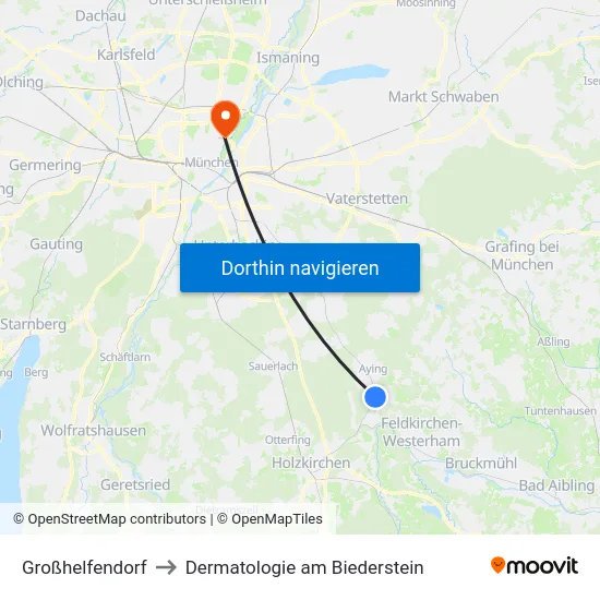 Großhelfendorf to Dermatologie am Biederstein map