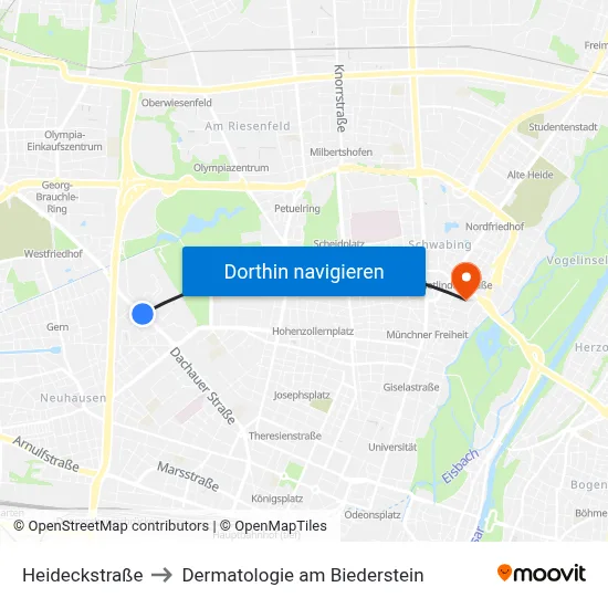 Heideckstraße to Dermatologie am Biederstein map