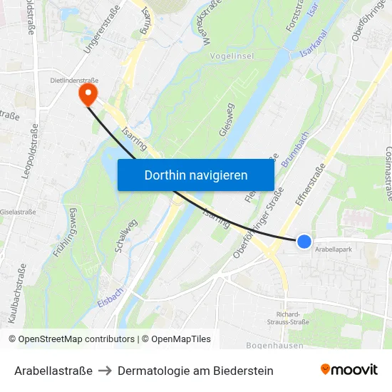 Arabellastraße to Dermatologie am Biederstein map