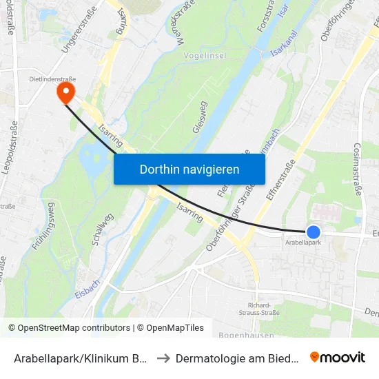 Arabellapark/Klinikum Bogenh. to Dermatologie am Biederstein map