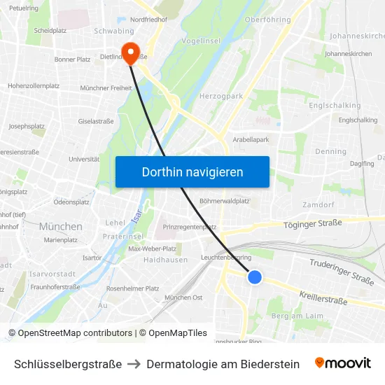 Schlüsselbergstraße to Dermatologie am Biederstein map