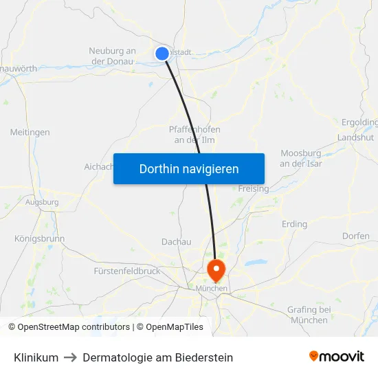 Klinikum to Dermatologie am Biederstein map
