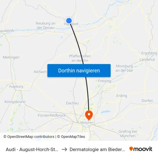 Audi - August-Horch-Straße to Dermatologie am Biederstein map