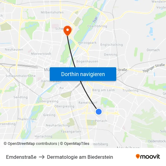 Emdenstraße to Dermatologie am Biederstein map