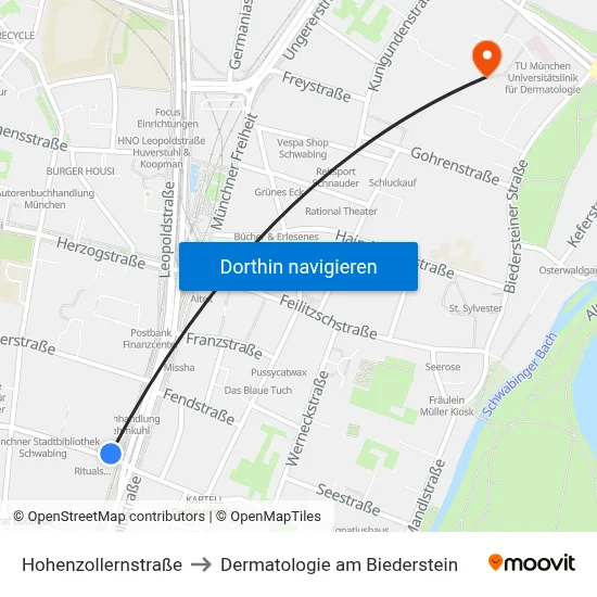 Hohenzollernstraße to Dermatologie am Biederstein map
