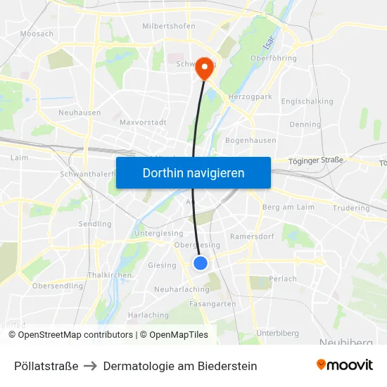 Pöllatstraße to Dermatologie am Biederstein map