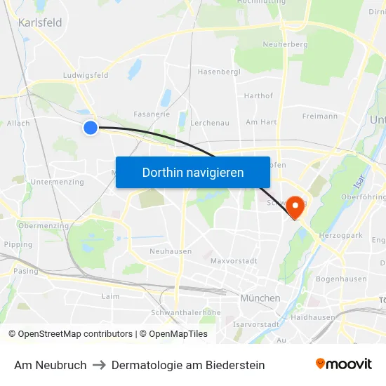 Am Neubruch to Dermatologie am Biederstein map