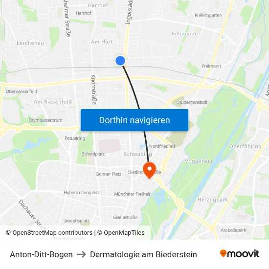 Anton-Ditt-Bogen to Dermatologie am Biederstein map