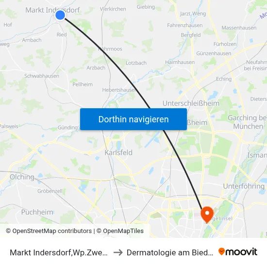 Markt Indersdorf,Wp.Zwei Löwen to Dermatologie am Biederstein map