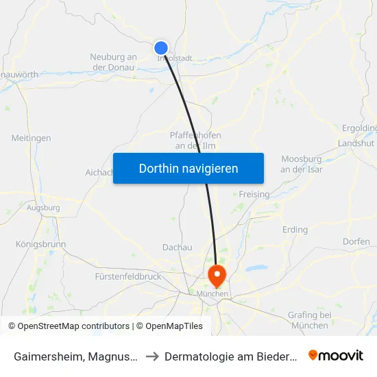 Gaimersheim, Magnusweg to Dermatologie am Biederstein map