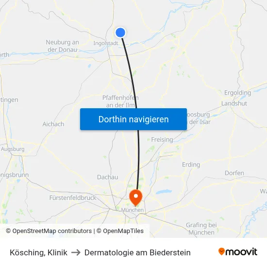 Kösching, Klinik to Dermatologie am Biederstein map