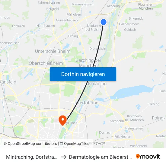 Mintraching, Dorfstraße to Dermatologie am Biederstein map