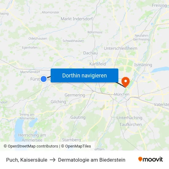 Puch, Kaisersäule to Dermatologie am Biederstein map