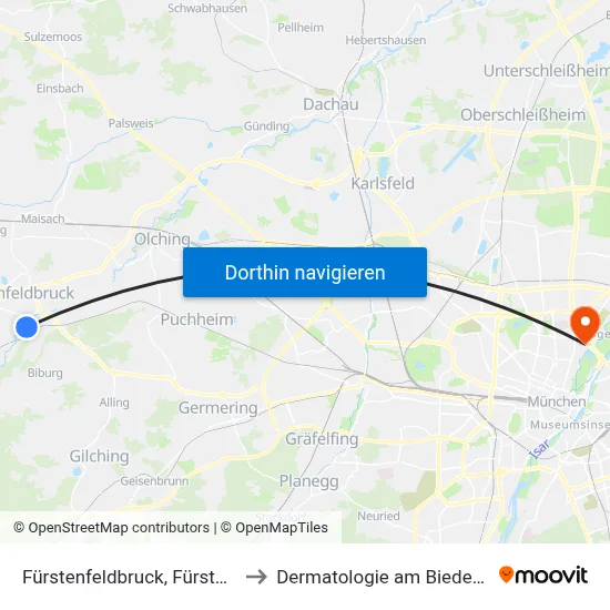 Fürstenfeldbruck, Fürstenfeld to Dermatologie am Biederstein map