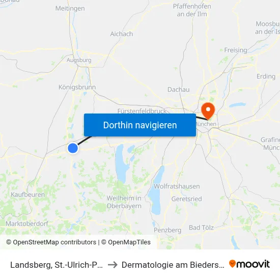 Landsberg, St.-Ulrich-Platz to Dermatologie am Biederstein map