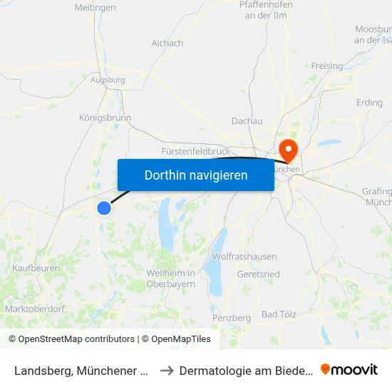 Landsberg, Münchener Straße to Dermatologie am Biederstein map