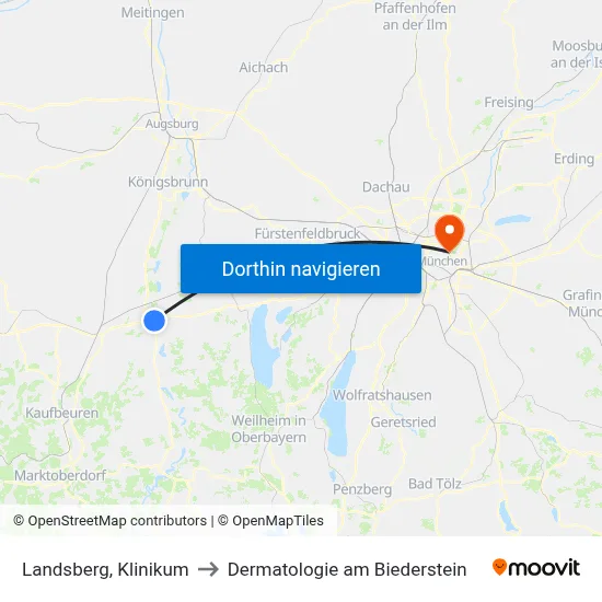 Landsberg, Klinikum to Dermatologie am Biederstein map