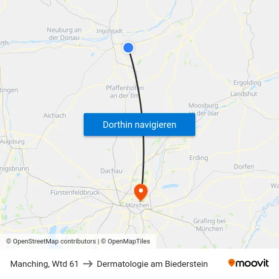 Manching, Wtd 61 to Dermatologie am Biederstein map