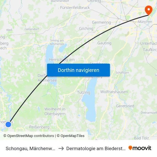 Schongau, Märchenwald to Dermatologie am Biederstein map