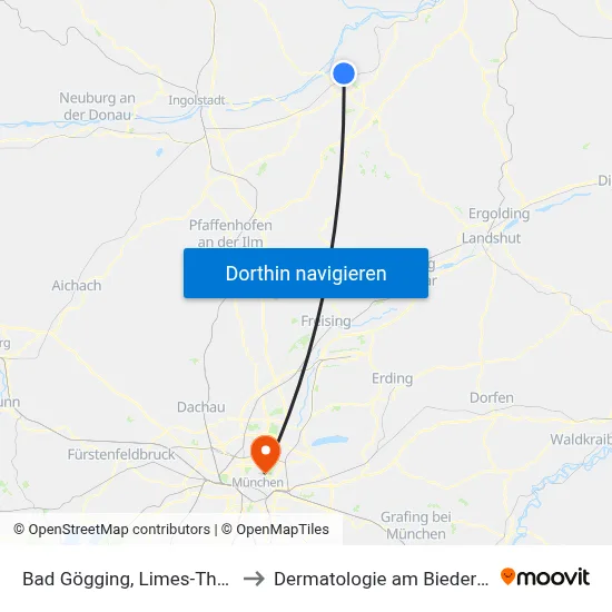 Bad Gögging, Limes-Therme to Dermatologie am Biederstein map