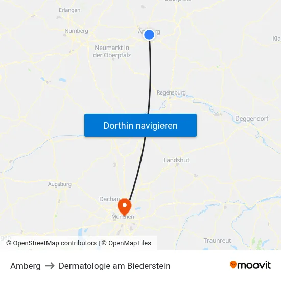 Amberg to Dermatologie am Biederstein map
