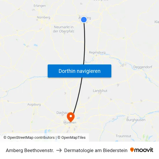 Amberg Beethovenstr. to Dermatologie am Biederstein map