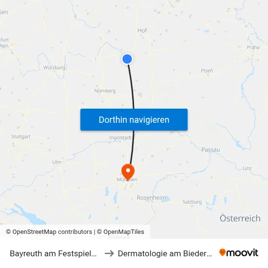 Bayreuth am Festspielhaus to Dermatologie am Biederstein map
