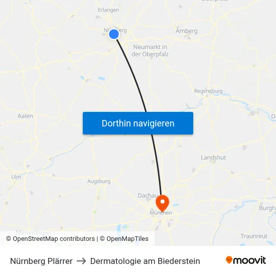 Nürnberg Plärrer to Dermatologie am Biederstein map