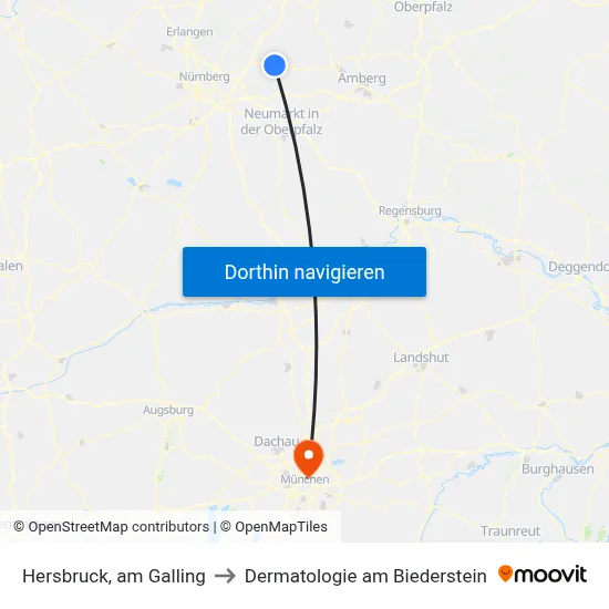 Hersbruck, am Galling to Dermatologie am Biederstein map