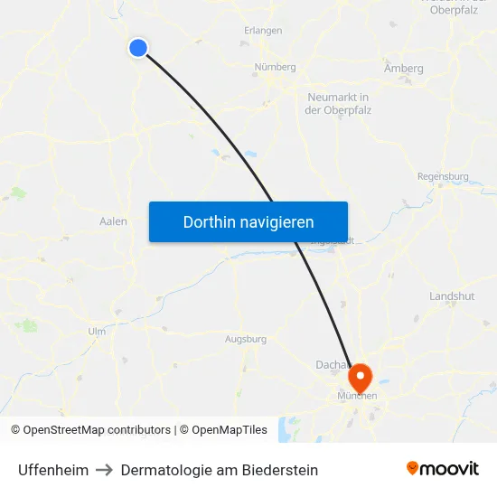 Uffenheim to Dermatologie am Biederstein map