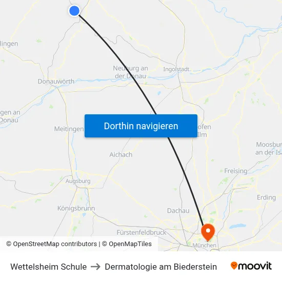 Wettelsheim Schule to Dermatologie am Biederstein map