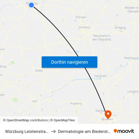 Würzburg Leistenstraße to Dermatologie am Biederstein map